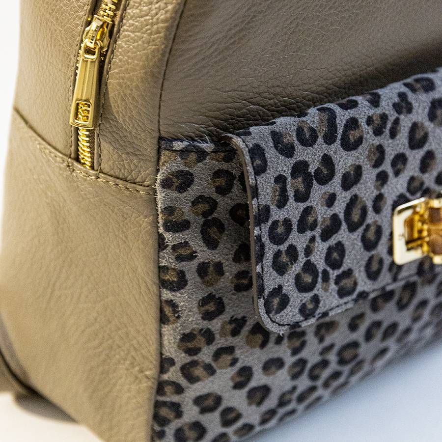 Laura Di Maggio NEMO – Zaino in pelle taupe & leopard 2025