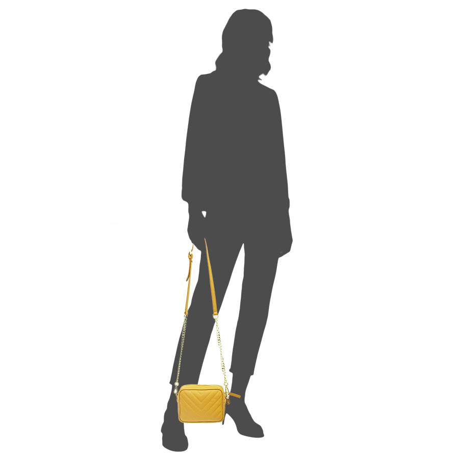 Laura Di Maggio COCCA – Borsa da Sera in Pelle Soft Trapuntato – Senape In Saldo