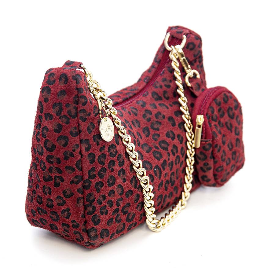 Laura Di Maggio AVANA – bag in camoscio con stampa animalier rossa In Linea