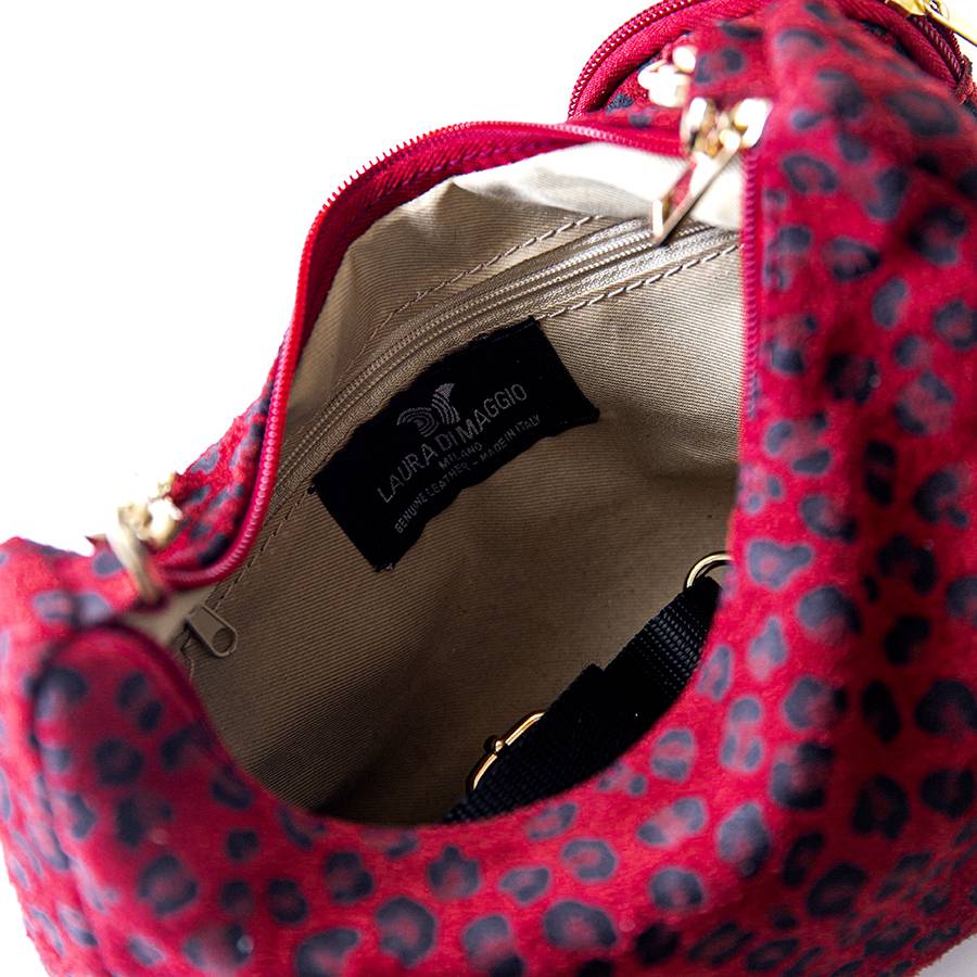Laura Di Maggio AVANA – bag in camoscio con stampa animalier rossa In Linea