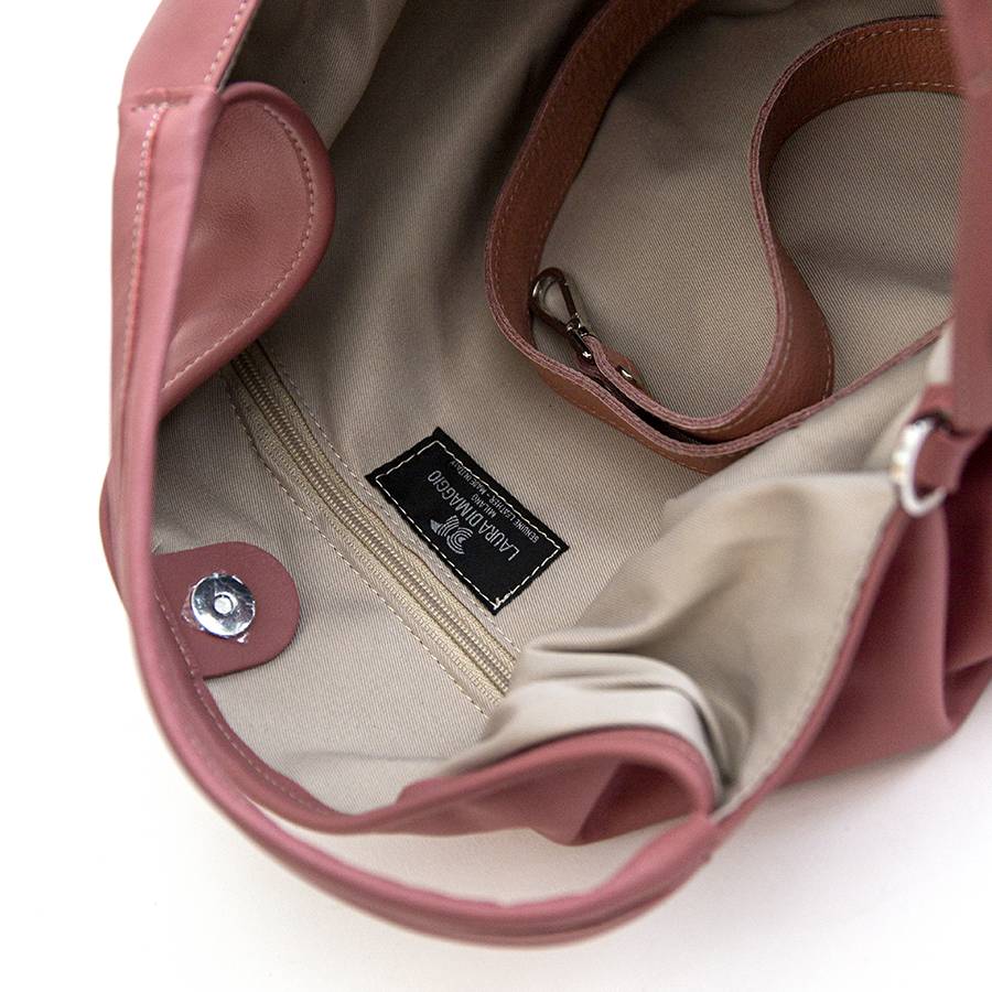 Laura Di Maggio ELSA – Sacca maxi in pelle nappa rosa malva Spedizione Gratuita