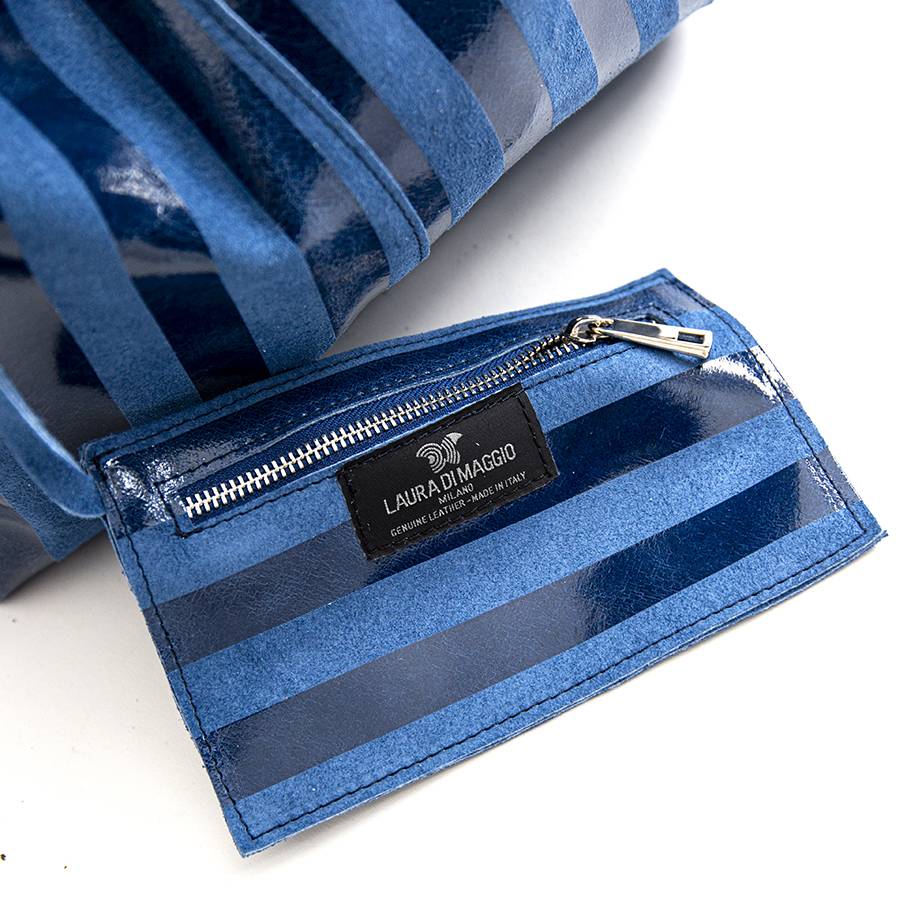 Laura Di Maggio LE SAC – sacca in pelle a righe blu Affare Del Giorno