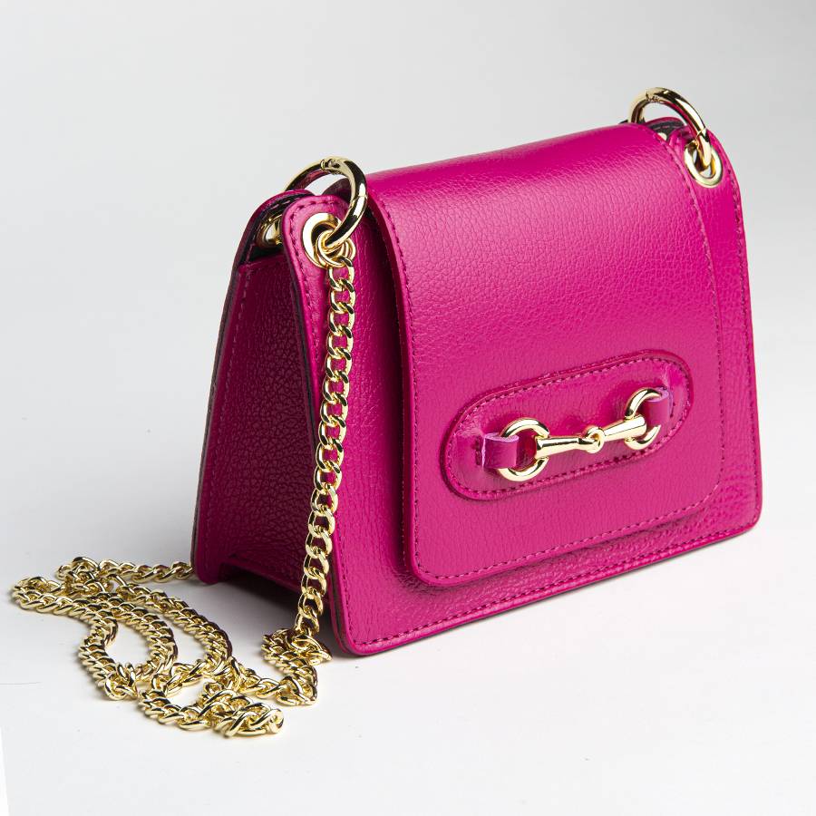 Laura Di Maggio FIONA – postina in pelle con morsetto fucsia Sottocosto