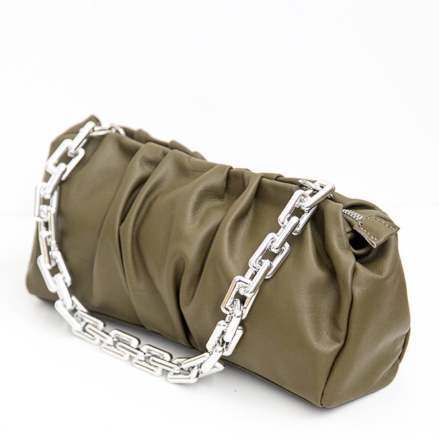 Laura Di Maggio MUFFIN – Borsa in pelle nappa verde oliva Presa