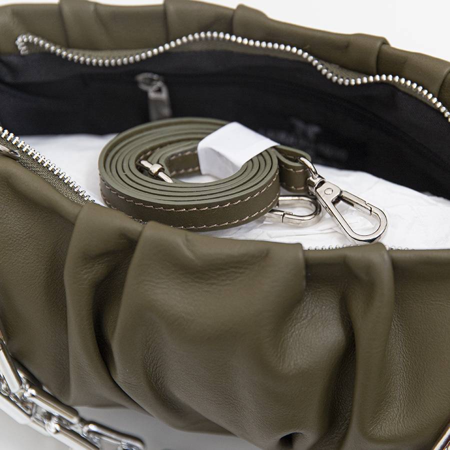 Laura Di Maggio MUFFIN – Borsa in pelle nappa verde oliva Presa