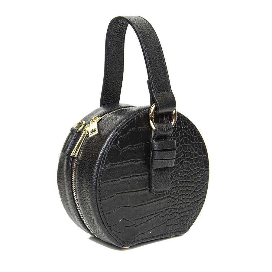 Laura Di Maggio LADY – Borsa circolare in pelle stampa cocco nera Offerta