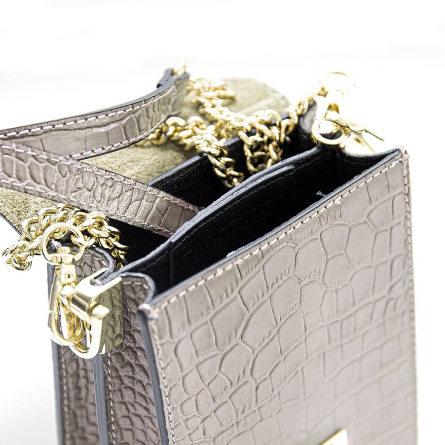 Laura Di Maggio SOIRÉE – Borsa da Sera in Pelle Stampa Cocco – Taupe Outlet