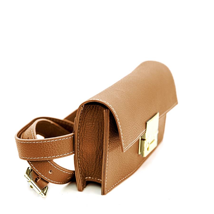Laura Di Maggio CAROL – marsupio cuoio con chiusura oro Vendita Calda