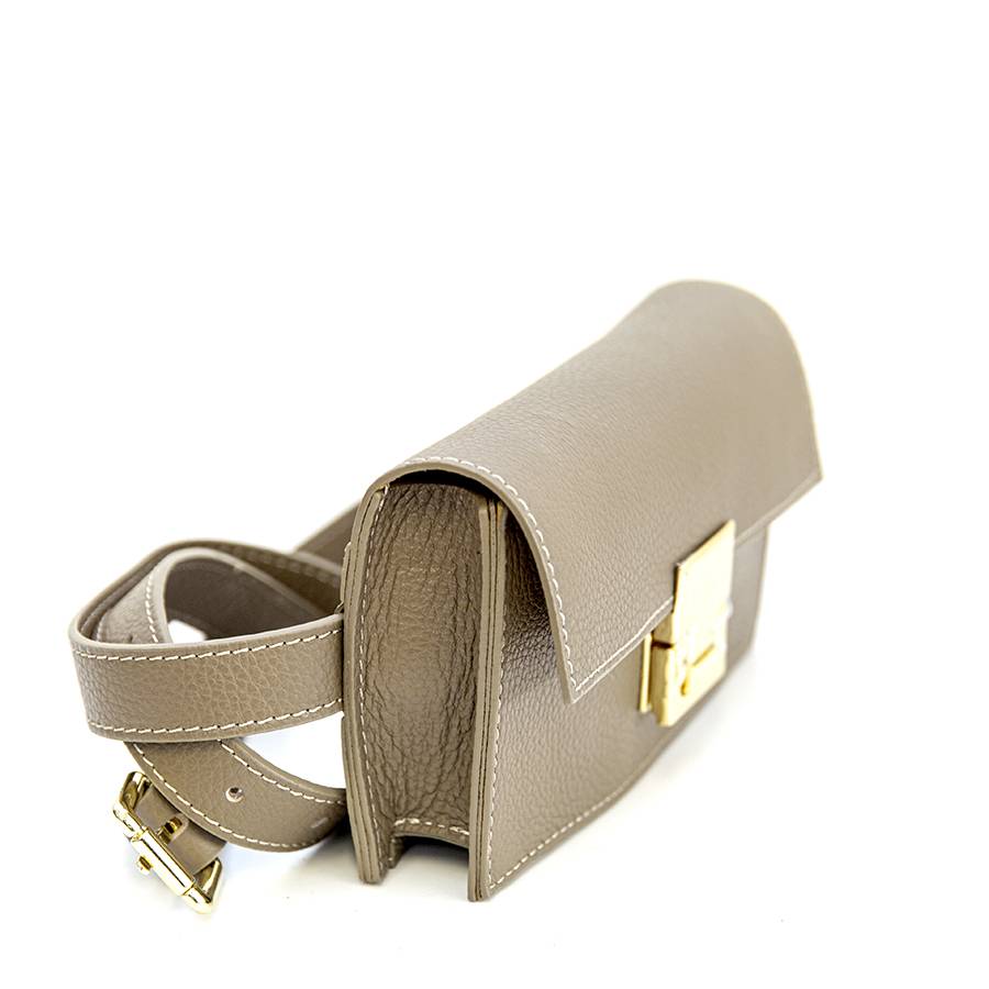 Laura Di Maggio CAROL – marsupio taupe con chiusura oro Vendita Economica