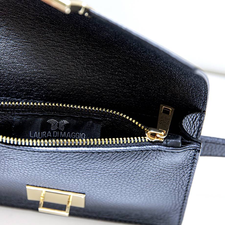Laura Di Maggio CAROL – marsupio nero con chiusura oro Saldi Di Fabbrica
