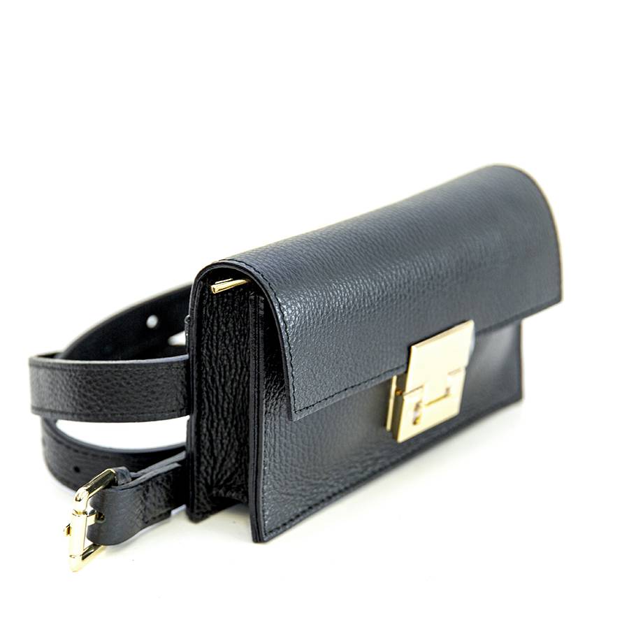 Laura Di Maggio CAROL – marsupio nero con chiusura oro Saldi Di Fabbrica