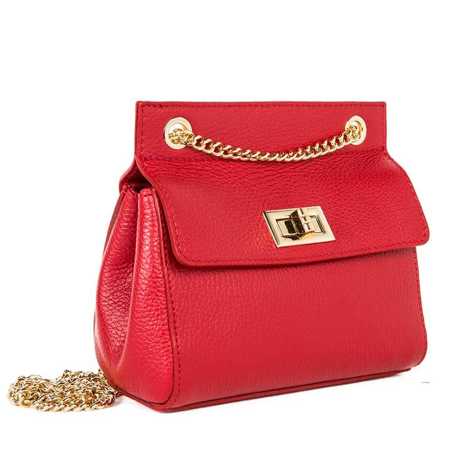 Laura Di Maggio GRETA – mini bag in pelle rossa con manici a catena Vendite Flash