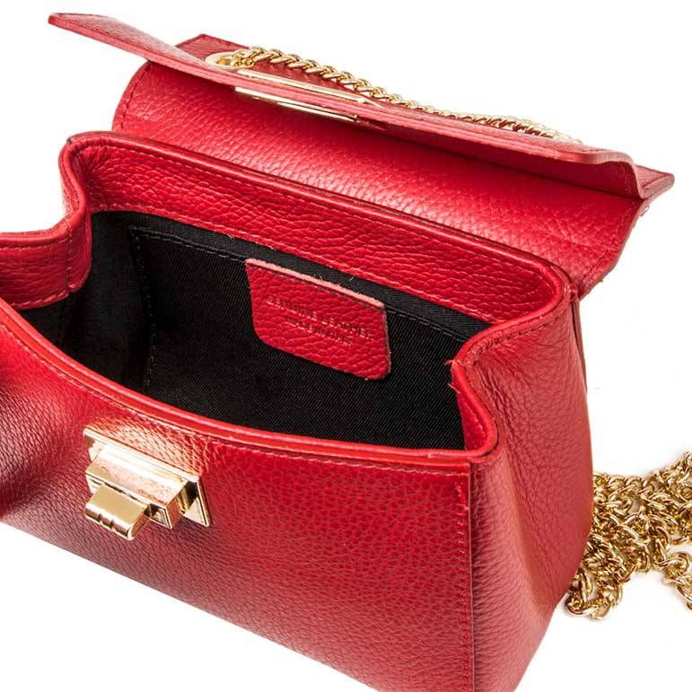 Laura Di Maggio GRETA – mini bag in pelle rossa con manici a catena Vendite Flash
