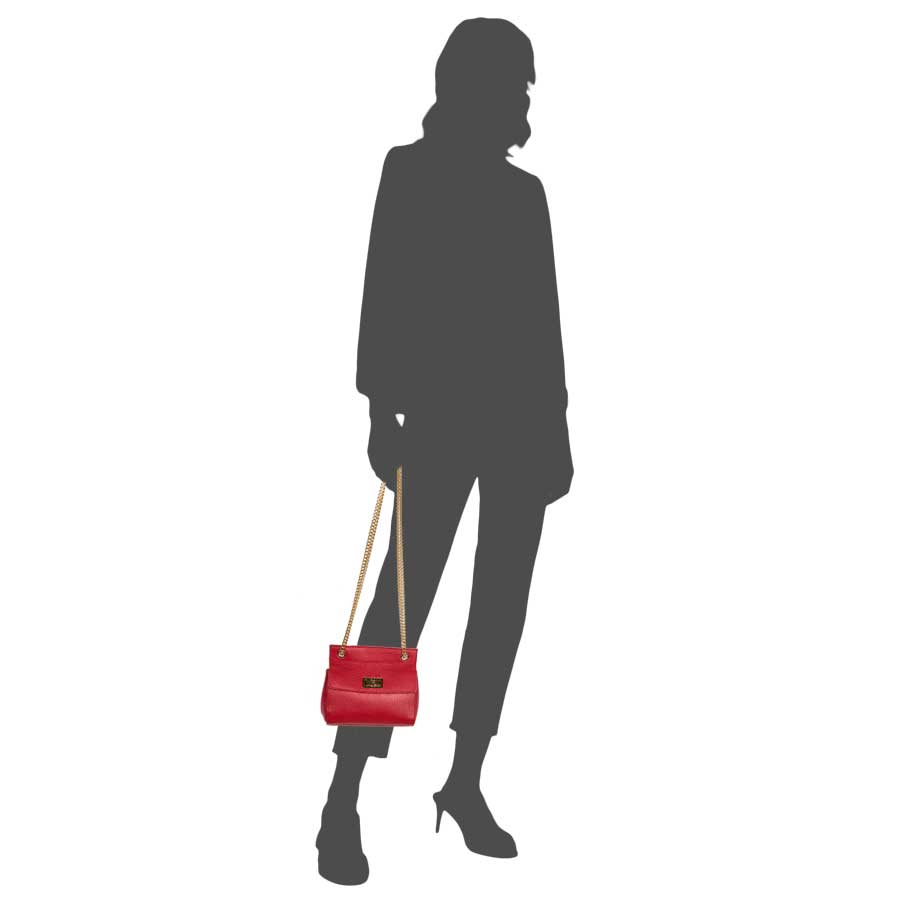 Laura Di Maggio GRETA – mini bag in pelle rossa con manici a catena Vendite Flash