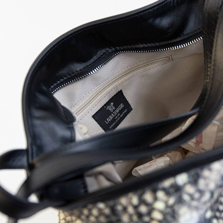 Laura Di Maggio VENICE – Zaino/borsa in pelle e tessuto roccia Negozi Online