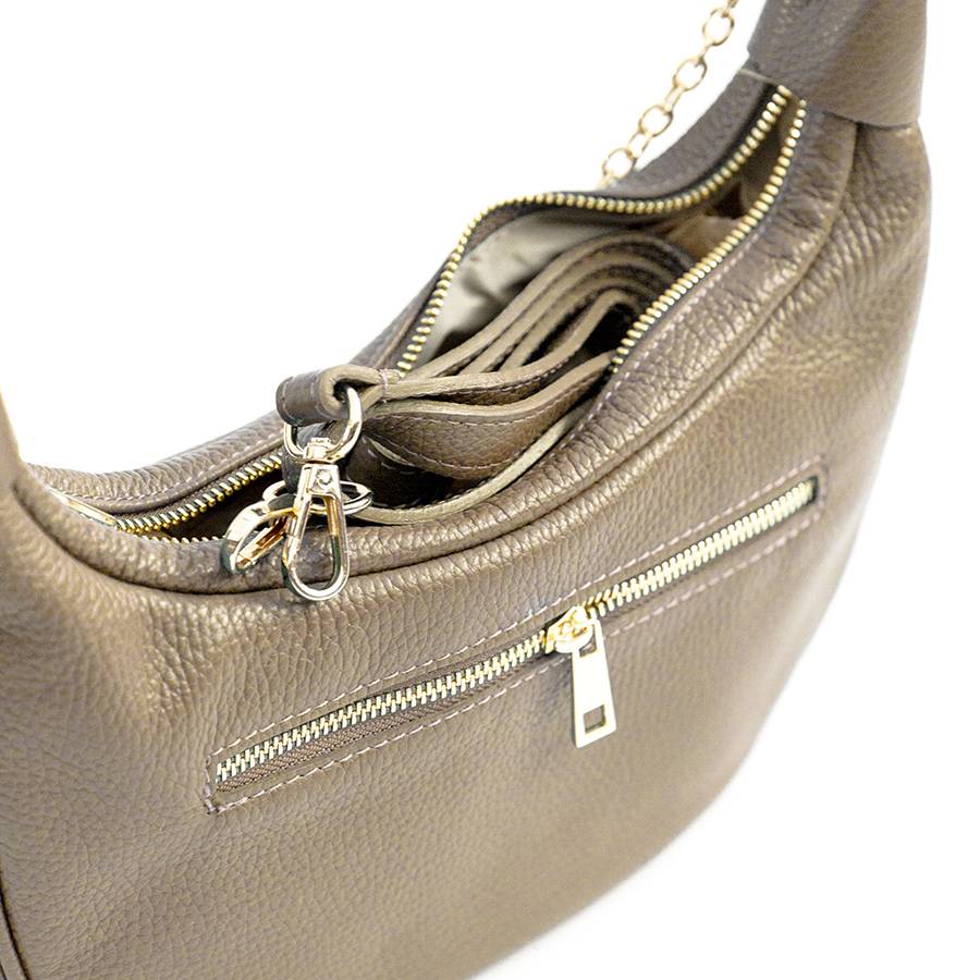 Laura Di Maggio MOON – Borsa a spalla in pelle taupe Vendita Economica