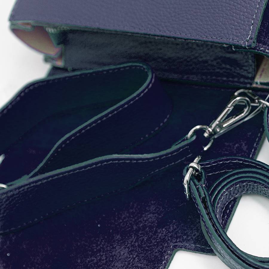 Laura Di Maggio BIJOUX – Postina in pelle dollaro e camoscio blu Spedizione Gratuita