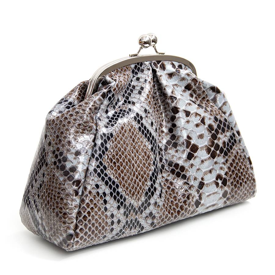 Laura Di Maggio CLUTCH – borsello in pelle stampa pitone azzurro Consegna Veloce