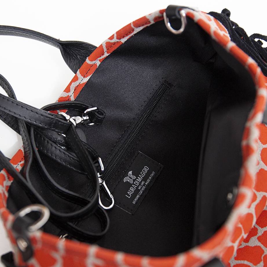 Laura Di Maggio JENNY – Borsa in camoscio stampa giraffa arancio Prezzo Ridotto
