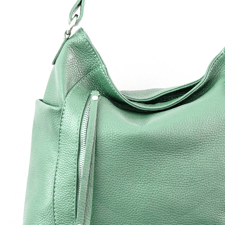 Laura Di Maggio ZIPPY – sacca in pelle con zip menta In Vendita