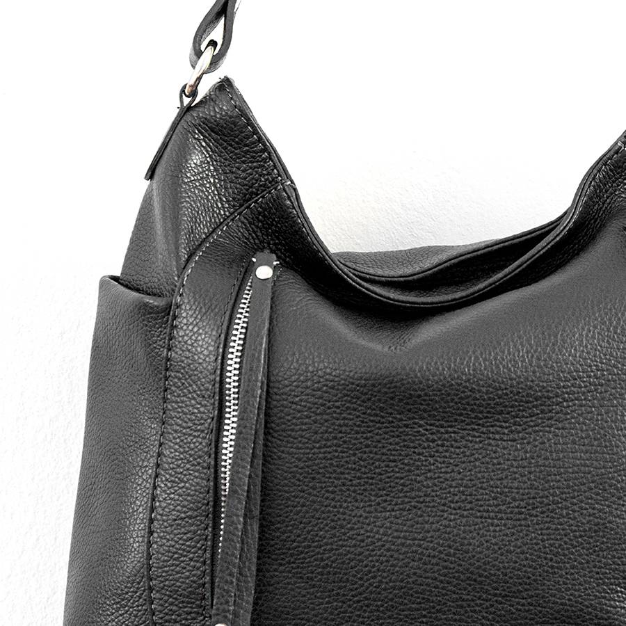 Laura Di Maggio ZIPPY – sacca in pelle con zip nera Pezzi Unici