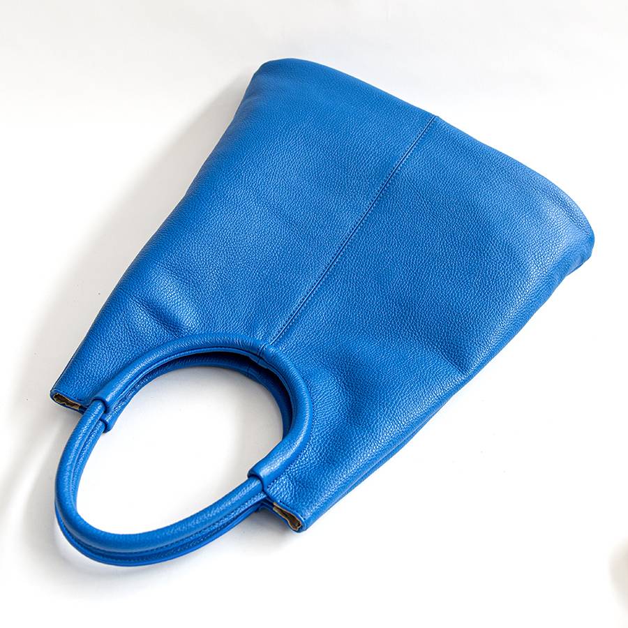Laura Di Maggio INDIA – Maxi borsa con manico tondo in pelle blu Saldi Di Fabbrica