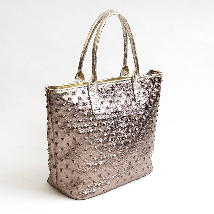 Laura Di Maggio ALTEA – shopping in pelle stampa chiodo bronzo Offerta