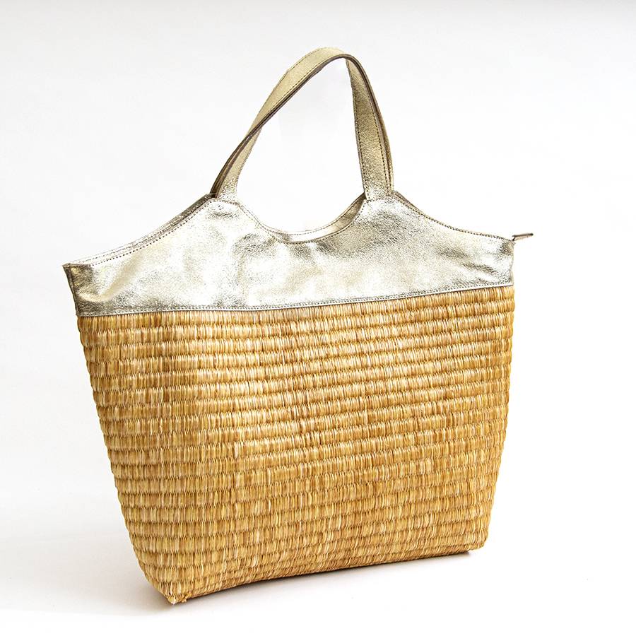 Laura Di Maggio ASTRID – borsa in paglia e pelle laminata Online