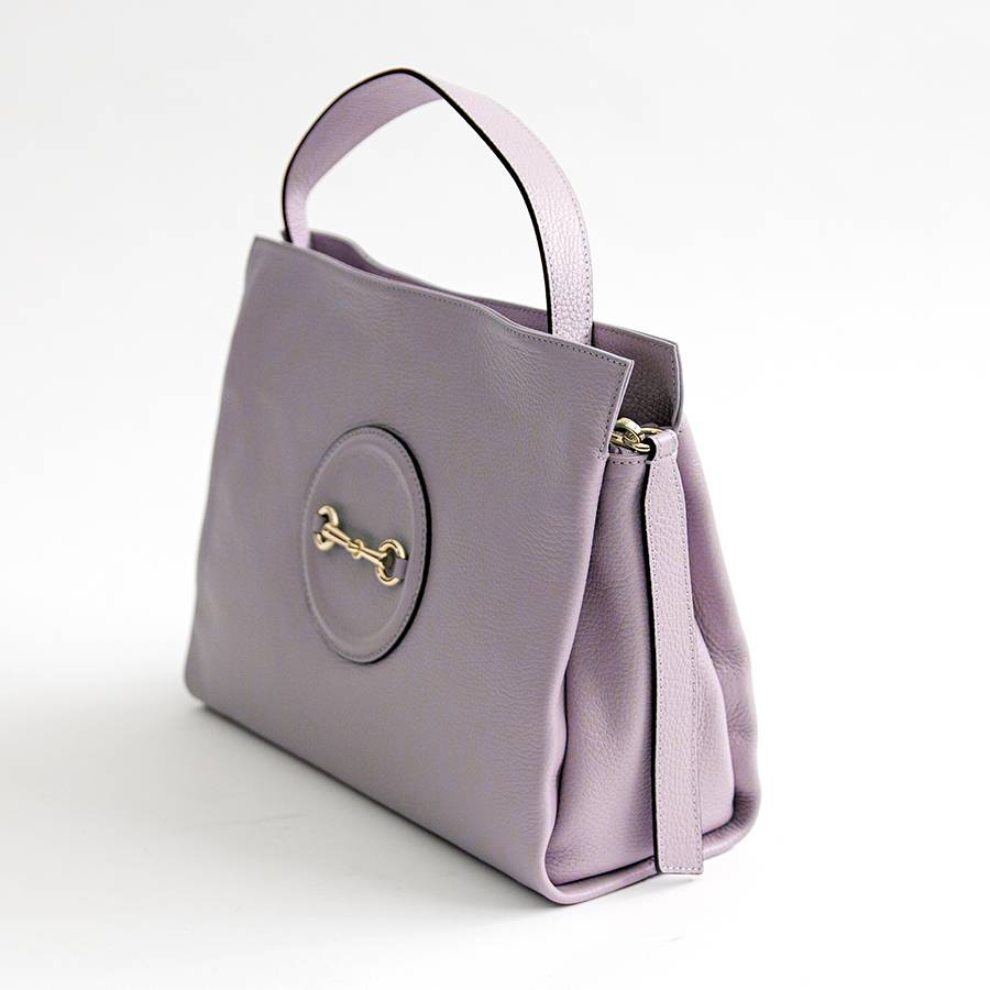 Laura Di Maggio NAIA – borsa con morsetto in pelle lilla In Vendita
