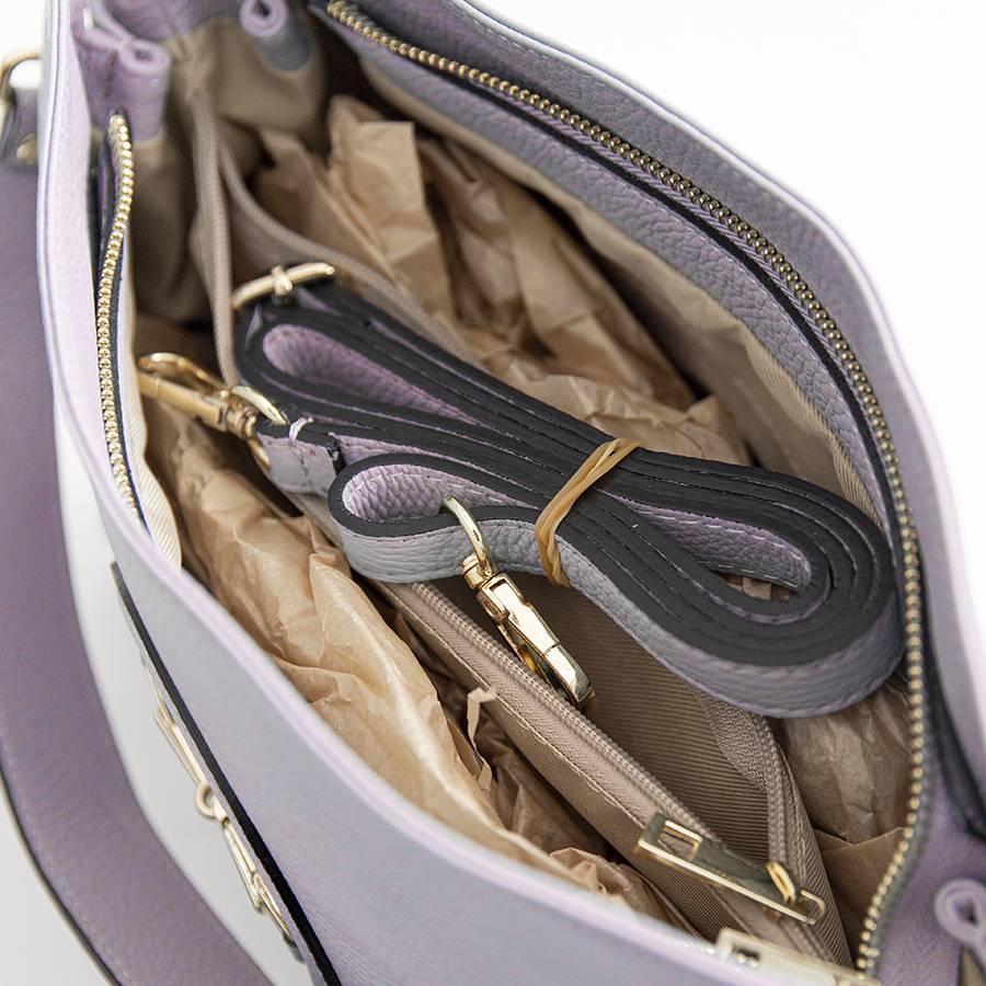 Laura Di Maggio NAIA – borsa con morsetto in pelle lilla In Vendita