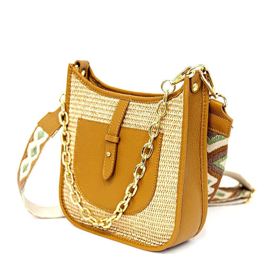 Laura Di Maggio BEA – Borsa in pelle e rafia con tracolla nastro Hotsell