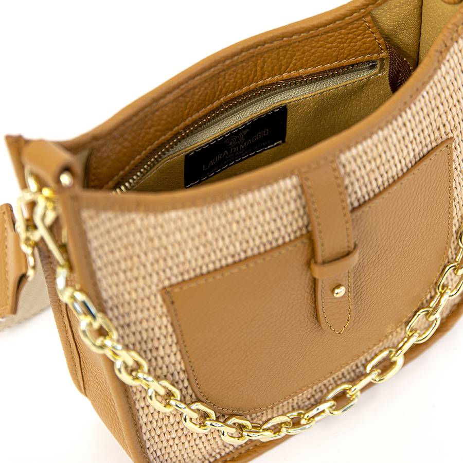 Laura Di Maggio BEA – Borsa in pelle e rafia con tracolla nastro Hotsell