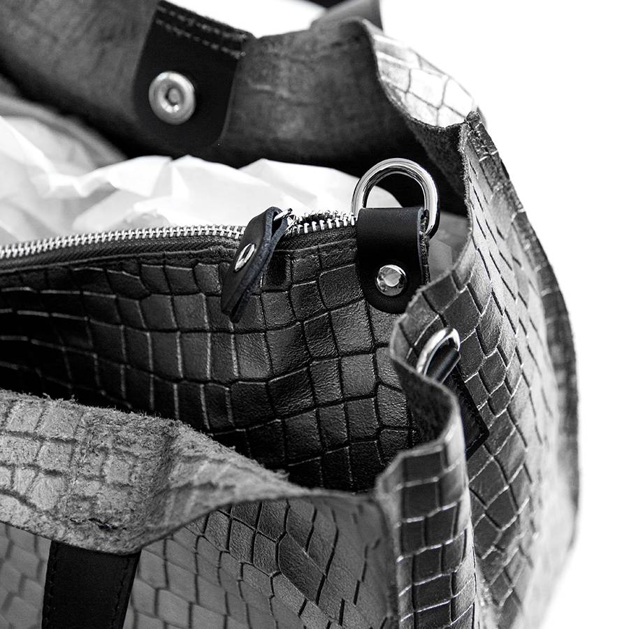 Laura Di Maggio DIAMANTE – shopping in pelle stampa cocco laminata canna fucile In Saldo