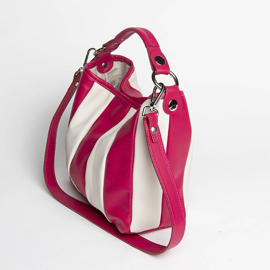 Laura Di Maggio TESSA MINI – Secchiello in pelle nappa trapuntata azalea Vendita