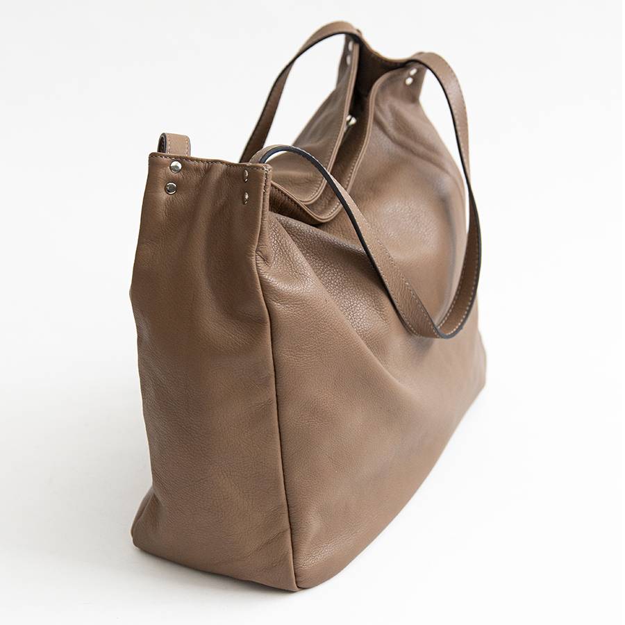 Laura Di Maggio AMBROSIA – shopping in pelle nappa taupe Promozione temporanea