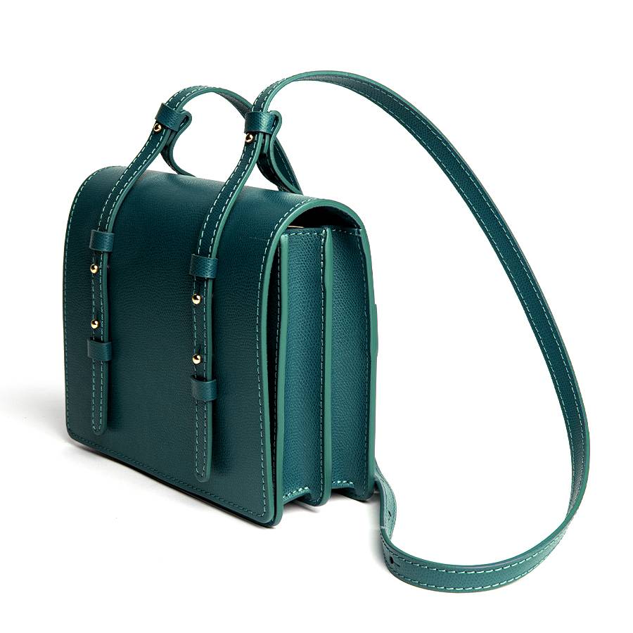 Laura Di Maggio LEA – Postina in pelle saffiano petrolio In Vendita
