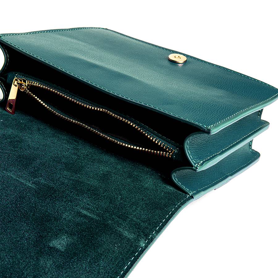 Laura Di Maggio LEA – Postina in pelle saffiano petrolio In Vendita