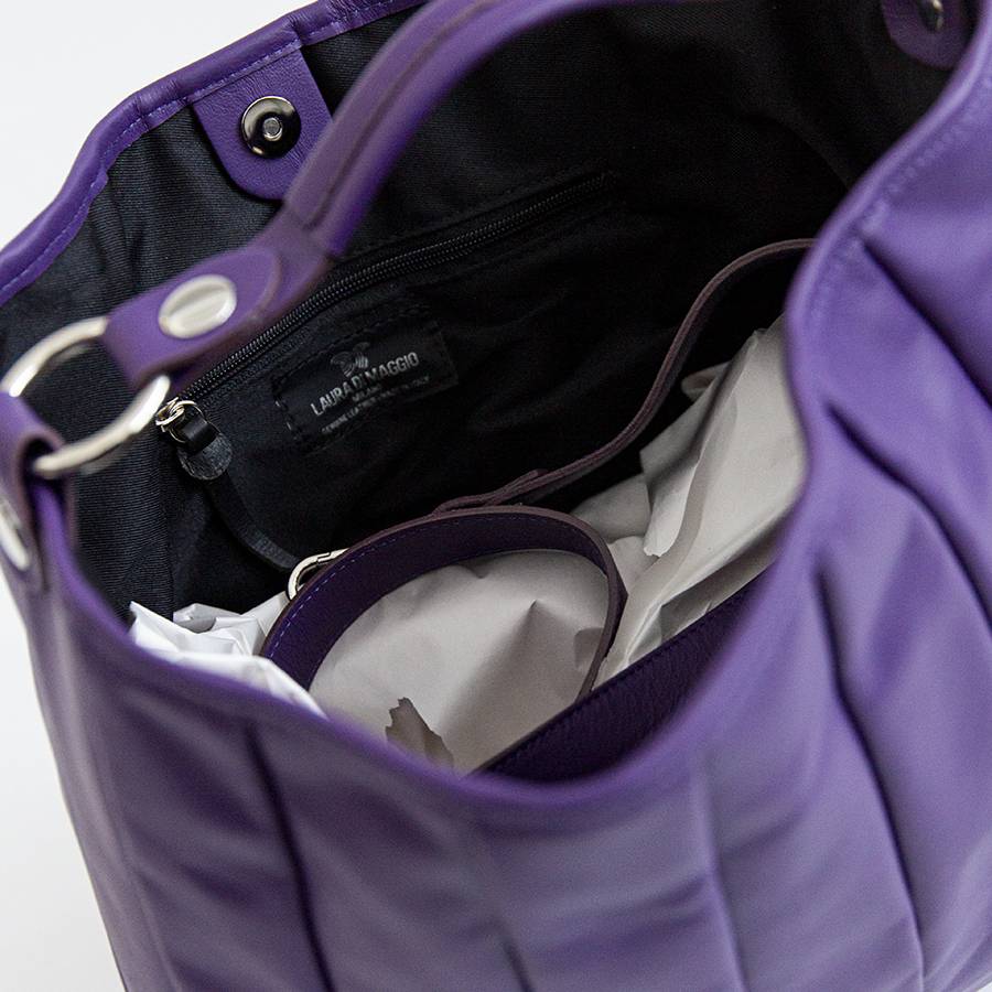 Laura Di Maggio TESSA SMALL – Sacca in pelle nappa trapuntata viola Nuovo