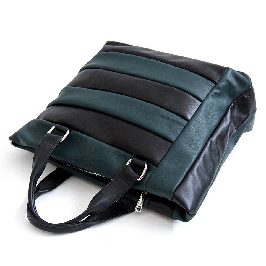 Laura Di Maggio TESSA TOTE – borsa in pelle nappa trapuntata petrolio Pezzi Unici