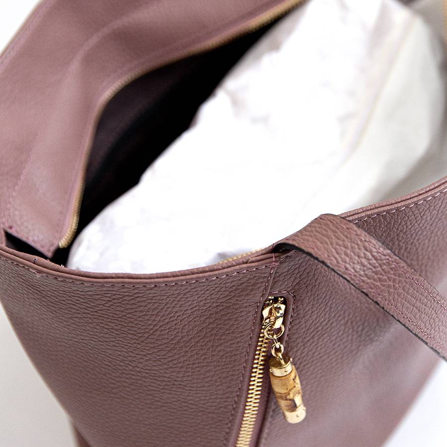 Laura Di Maggio BAMBU’ SHOPPER – Borsa in pelle marsala Outlet
