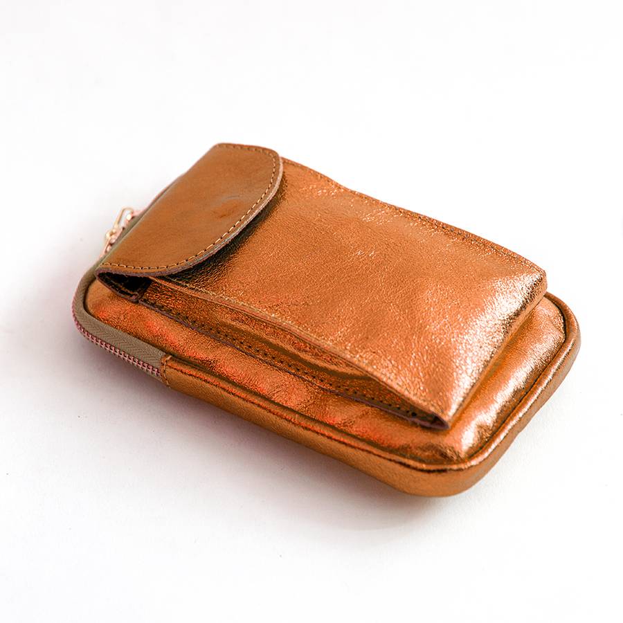 Laura Di Maggio PORTACELLULARE – pelle laminata arancio Offerte