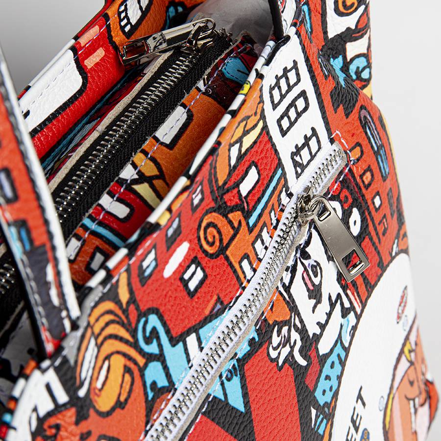 Laura Di Maggio DOODLE – shopping in pelle serigrafata rossa Nuova