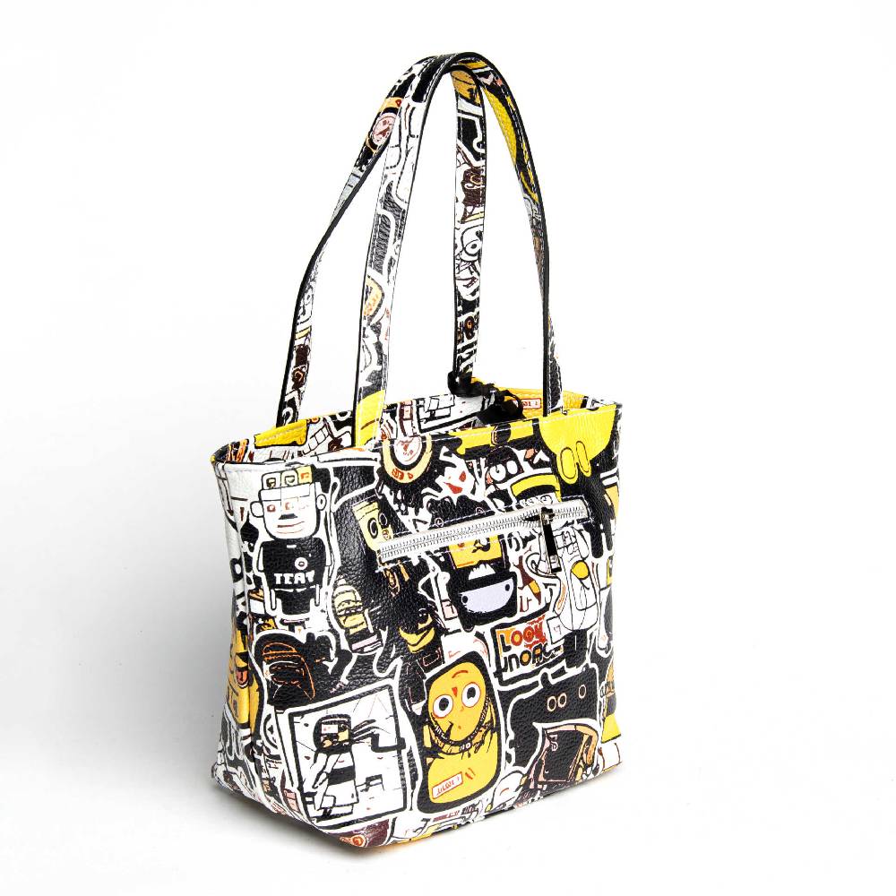 Laura Di Maggio DOODLE – shopping in pelle serigrafata bianca Moda