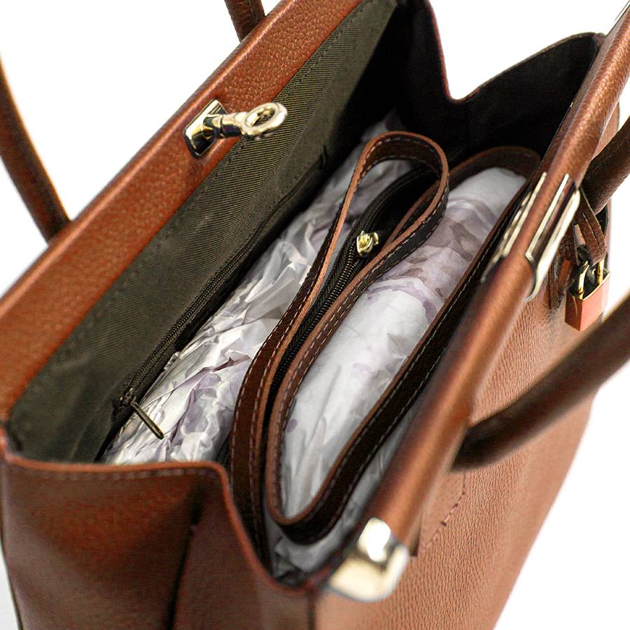 Laura Di Maggio DOCTOR – bauletto in pelle dollaro cuoio Grande vendita