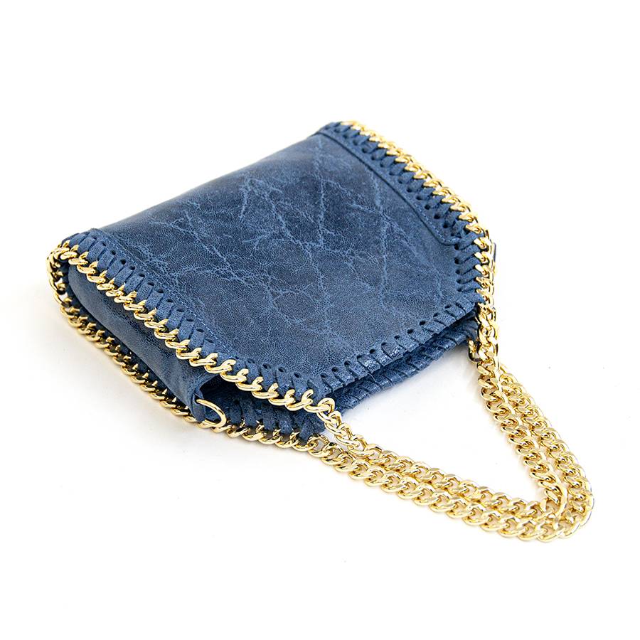 Laura Di Maggio LUMI – Borsa con catene in pelle vintage blu Shopping online