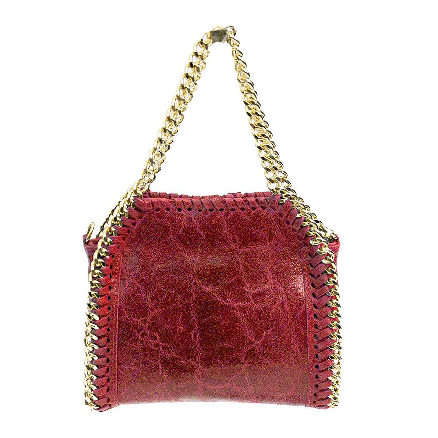 Laura Di Maggio LUMI – Borsa con catene in pelle vintage rossa Offerta natalizia