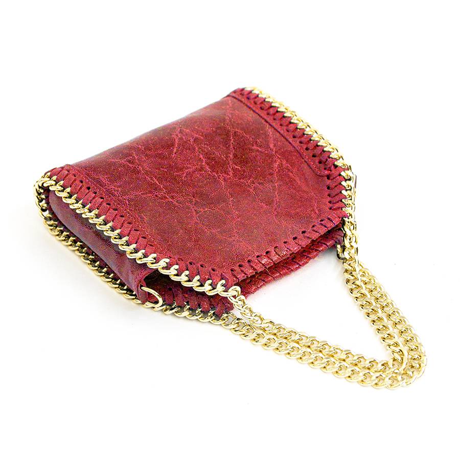 Laura Di Maggio LUMI – Borsa con catene in pelle vintage rossa Offerta natalizia