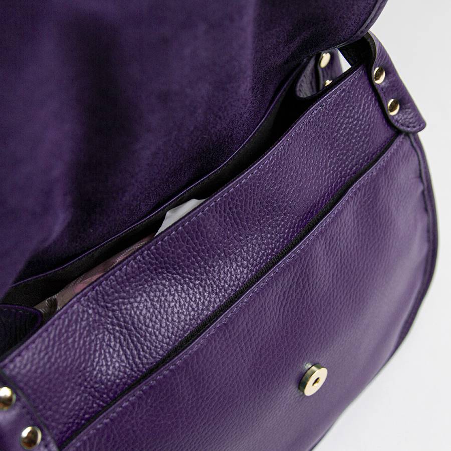Laura Di Maggio SADDLE – postina in pelle e camoscio viola Smaltimento dello stoccaggio