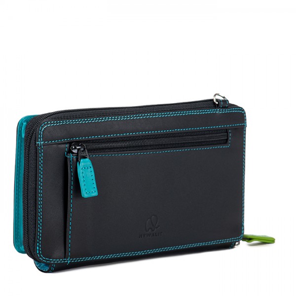 Mywalit Portafoglio multifunzione con zip su tre lati e tracolla Black Pace Saldi