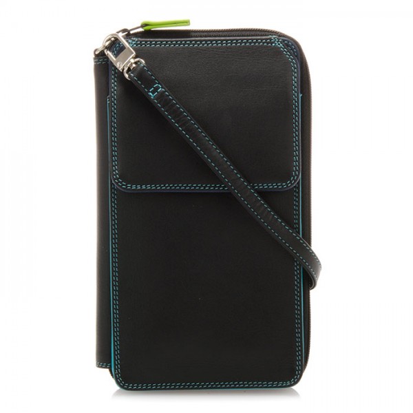 Mywalit Portafoglio multifunzione con zip su tre lati e tracolla Black Pace Saldi
